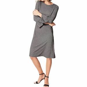 J Jill Wearever Micro Hounds tooth Long Sleeve Dress | Size M